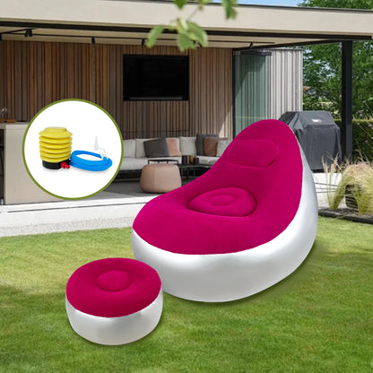 Inflatable Lazy Sofa/Chair Folding Portable                                            Lazy Sofa with Foot Stool Air Couch Sofa for Livingroom and Bedroom