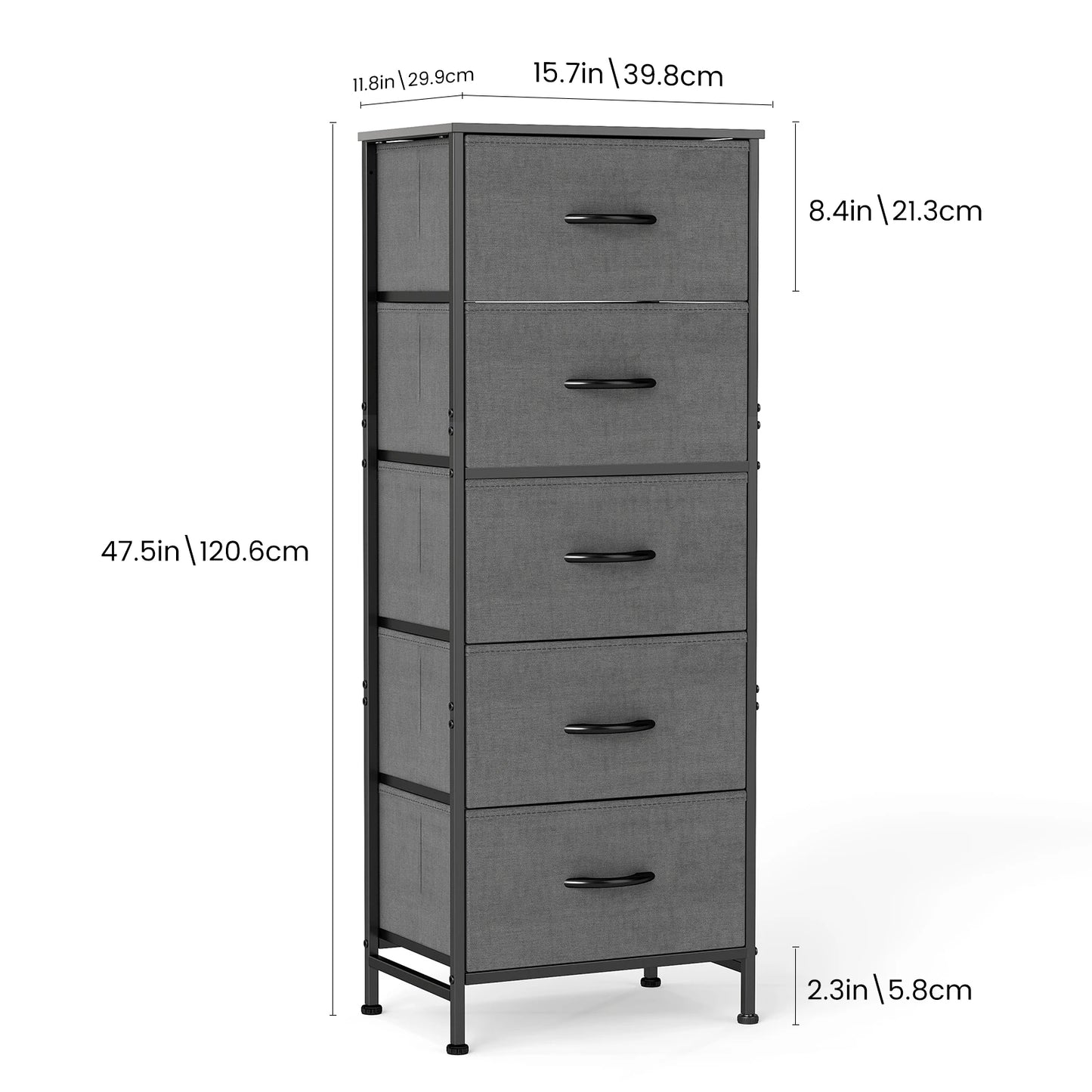 JHK 48IN Dresser 5 Fabric Drawers
