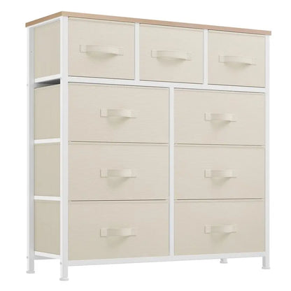 Dresser with 9 Drawers Fabric Storage Tower