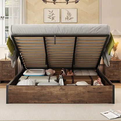 Lift Up Storage Underneath Bed Solid Wood
