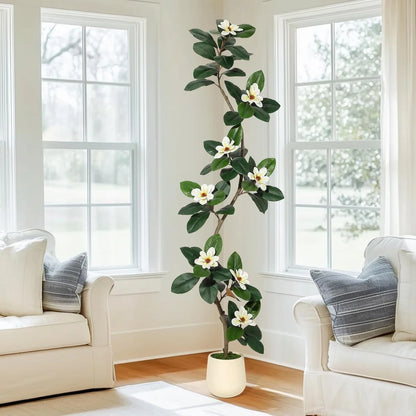 Artificial Magnolia Tree in Planter Pot, Faux