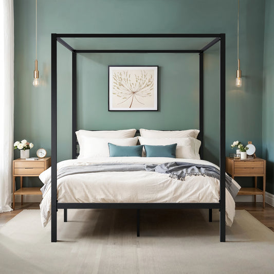 Canopy Bed Frame, 4-Poster, No Box Spring Needed