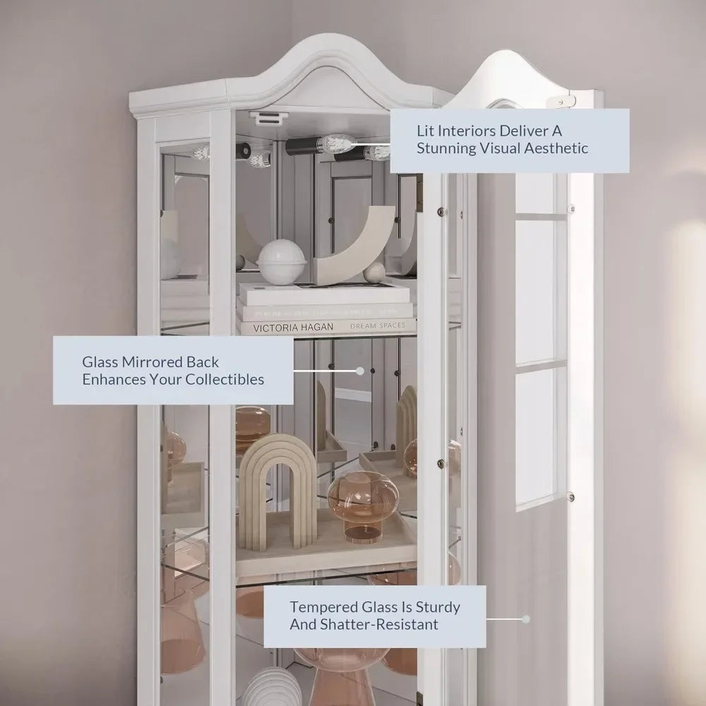 Hot salesLighted 3-Side Glass Display Curio Cabinet
