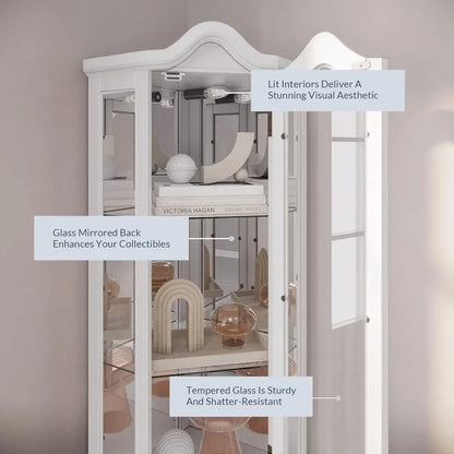 Hot salesLighted 3-Side Glass Display Curio Cabinet