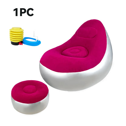 Inflatable Lazy Sofa/Chair Folding Portable                                            Lazy Sofa with Foot Stool Air Couch Sofa for Livingroom and Bedroom