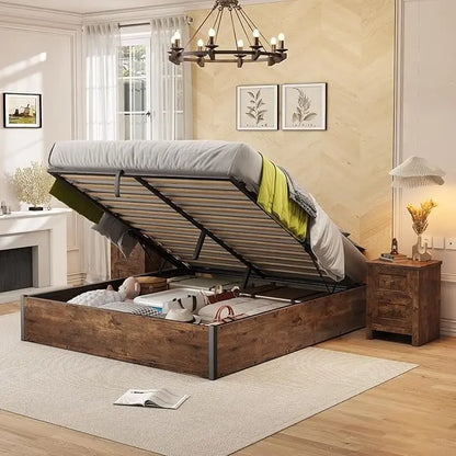 Lift Up Storage Underneath Bed Solid Wood