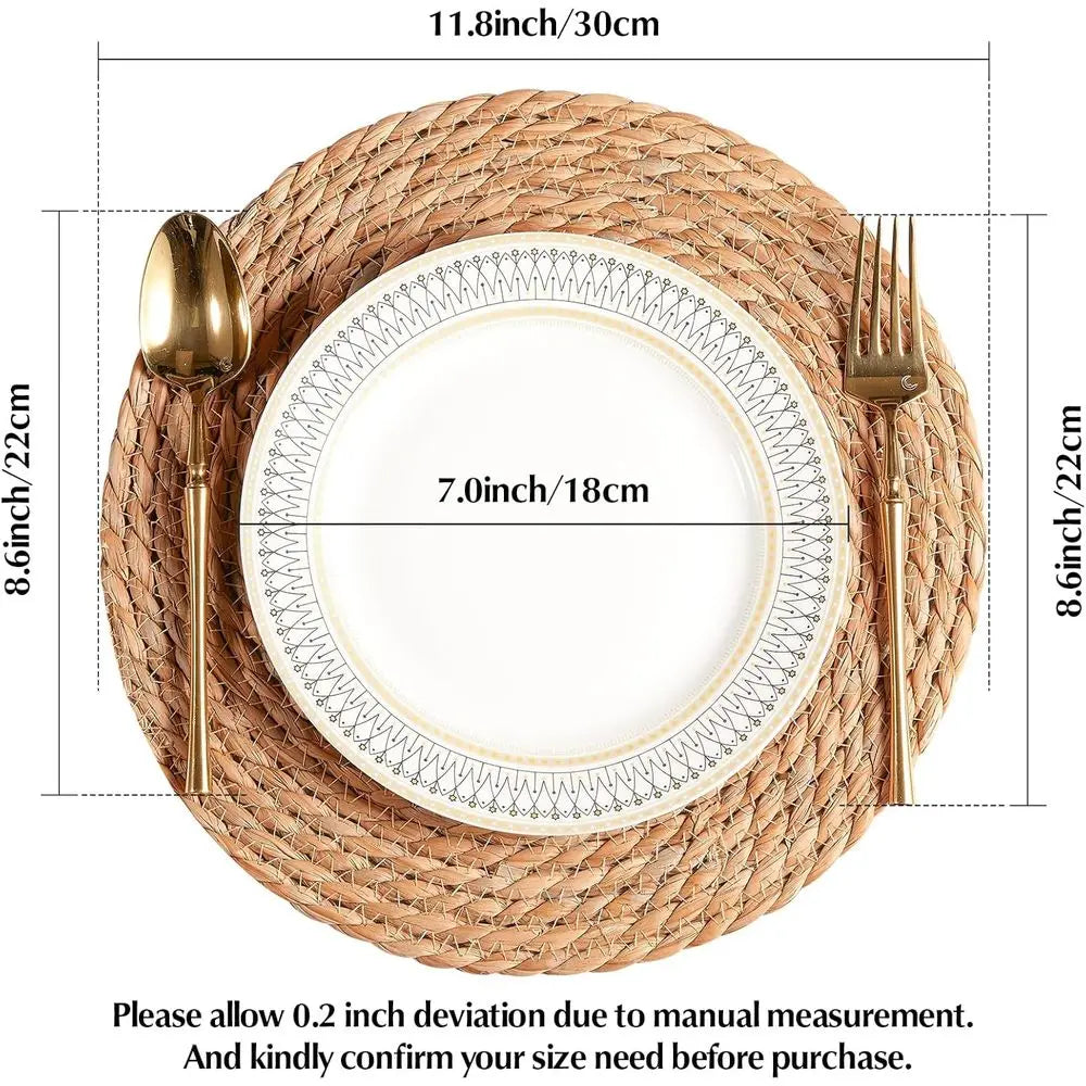Round Woven Placemats Natural Water Hyacinth