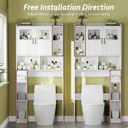 Over Toilet Storage Cabinet With Glass Door,