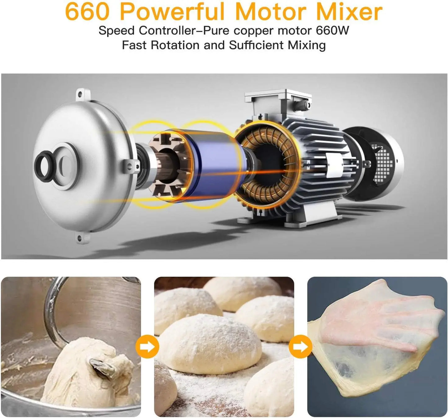 7.5QT 10-Speed 660W Tilt-Head Electric Food Mixer       
Splash Guard