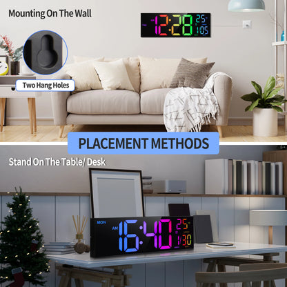 16" Large Digital Wall Clock, LED Display
