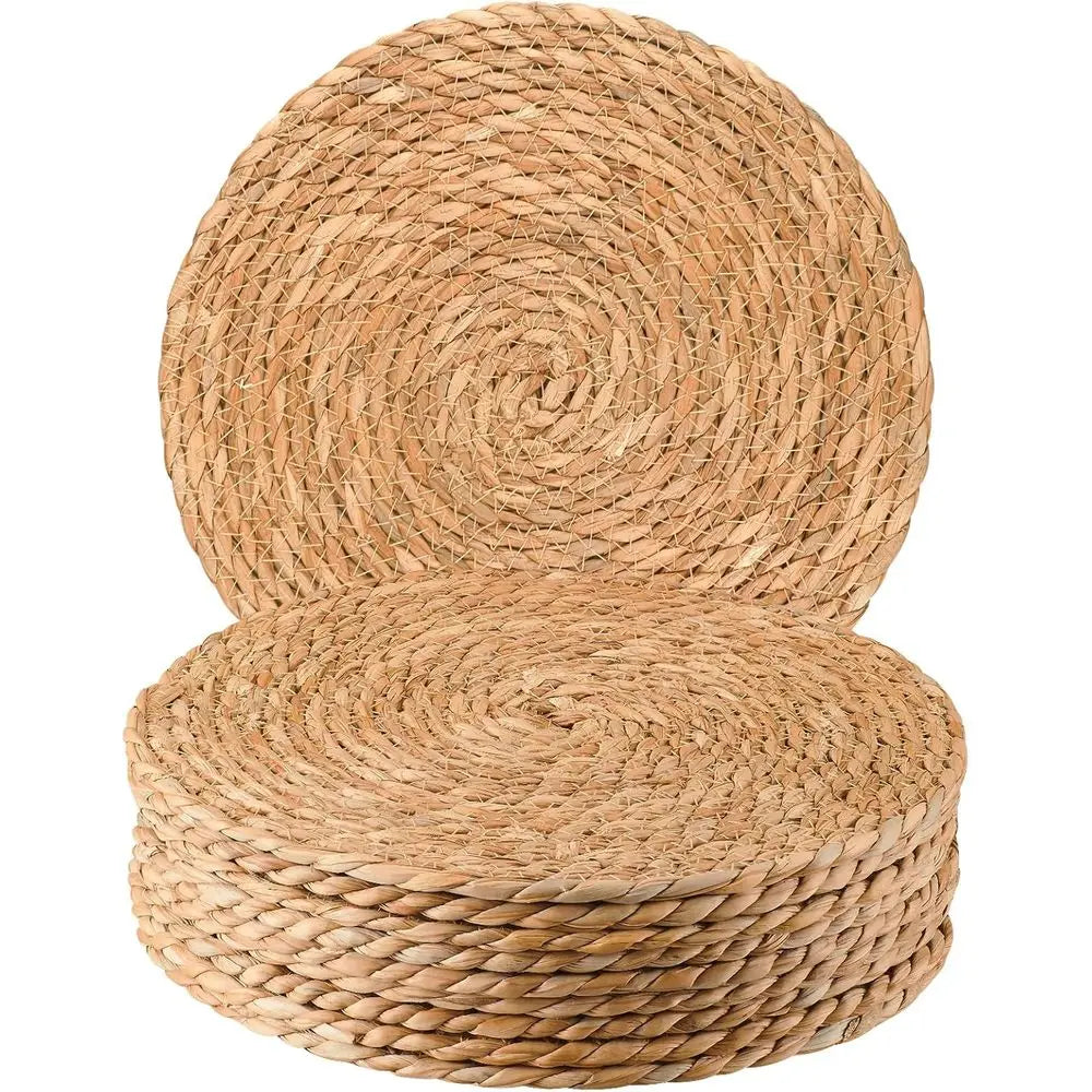 Round Woven Placemats Natural Water Hyacinth