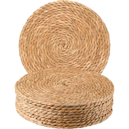 Round Woven Placemats Natural Water Hyacinth