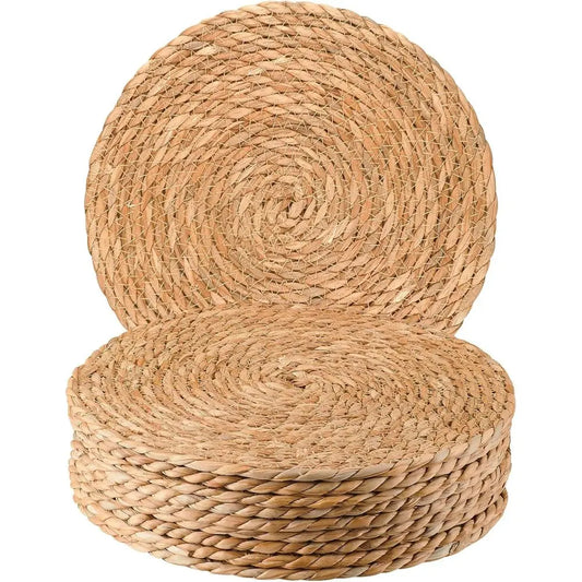 Round Woven Placemats Natural Water Hyacinth
