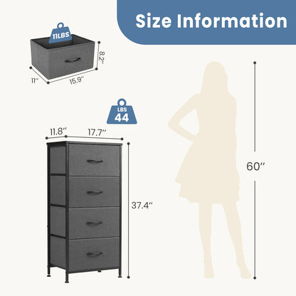 JHK Dresser For Bedroom With 4 Fabric Drawers